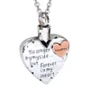 Silver heart stainless steel Memorial Necklace for mom,dad,pet,no Longer by My Side Forever in My Heart Cremation Pendant Jewelry