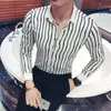 2018春秋の男性カジュアルシャツ新しい長袖スリムフィット縞模様のシャツメンズ韓国のプラスサイズパーティードレスシャツソーシャル5xl-s