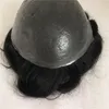 男性のための完全なPU Toupee 5色超薄い皮PU vループ人間の髪のメンズToupeeの交換システムのヘアピースメンズかつら