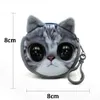 Impression 3D chat chien visage sacs dessin animé sac à main en peluche MINI porte-monnaie portefeuilles fermeture éclair clé porte-casque sacs