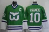 Vintage Hartford Whalers 10 Ron Francis Schwarz Grün genäht 9 GORDIE HOWE 5 Samuelsson 26 Ferraro 11 Dineen 1 Liut Shirts Hockey-Trikots