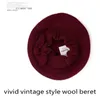 Berretto da donna con fiocco in lana 100% lana Lolita, capezzolo, berretto invernale vintage con teschio, berretto da artista francese A481