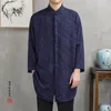 2018 stile cinese lino jacquard da uomo lungo tratto manica lunga fodera camicia casual araba marca di alta qualità dress2497