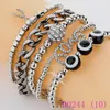 3 stücke Punk Stil Gold Farbe Kette Rose Blume Kristall Perlen Armband Armreifen für Frauen Mode Schmuck B0080