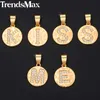 NEW Round CZ Iced Out Initial Letter Pendant For Women Gold A S Letter Pendant Necklaces Dropshipping Woman Jewelry 2018 Gift KGPM23