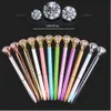 Ballpoint Pen Big Gem Metal Ball Pen med stor diamantblått och svart bläck magiskt penna Fashion School Office Supplies WJ003