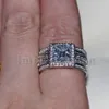 Luxury Men women Fashion ring Princess cut 3ct 5A zircon cz 925 Sterling silver Couple Engagement Wedding Band Ring set