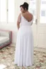 2022 Romantische Designer Plus Size Hochzeitskleid Chiffon günstige V-Ausschnitt mit schiere kurze Ärmeln Perlen langer bodenlangen brautkleider neu