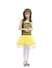 Little Bee Girls Siling Dress Yellow Yarn Patchwork Tutu Gonna con Yellow Wing + Headband Princess Dress Suits Costume per bambini di Halloween