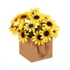 Brown Kraft Flowers Paper Packing Bags Square Paper Bag with Handle Flowers Packing Bag in Stock