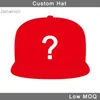 Baseball Sport Cap Flat Visor 3D Broderi Design Basket Beställnings- Hip-hop fotboll Tennis Custom Hat Small MOQ