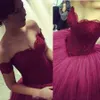 Off Shoulder Lace Top Ball Gown Princess 16 Sweet Girls New Dark Red Quinceanera Dresses Prom Party Special Occasion Gowns Cheap