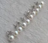 100% Joyas de perlas reales, 7-7.5MM Aretes de agua dulce naturales de plata esterlina 925 Stud, regalo de dama de honor de boda