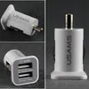 dual usb usams 5v 3.1A usb autolader snel opladen adapter 2 poort mobiele telefoon oplader voor iphone 7 8 plus x s8 s8 plus iphone x
