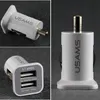 듀얼 USB USAMS 5V 3.1A USB 차량 충전기 빠른 충전 어댑터 2 포트 핸드폰 충전기 iPhone 7 8 Plus X S8 S8 Plus iPhone X