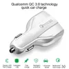 QC 3.0 type C Car charger Fast Charger 9V 1.8A 12V 1.8A 5V 3.5A 3 USB Port USB charger FOR iphone xs max note 9 50pcs/lot