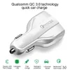 QC 3.0 유형 C 차 충전기 빠른 충전기 9V 1.8A 12V 1.8A 5V 3.5A 3 개의 USB 항구 USB 충전기 iphone xs를위한 최대 주 9 50pcs / lot