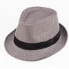 Unisex Wool Houndstooth Felt Fedora Hat With Bands Classic Plaid Jazz Top Caps Panama Bowler Brim Caps For Gentleman