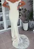 Offtheshoulder White Evening Dresses 2019 New Sexy Sweep Train senza schiena Mermaid Lace Formale Gowne