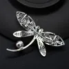 Fashion Matching Freshwater Pearl Brosch Smycken Zircon Diamond Dragonfly Brosch Tomt torn