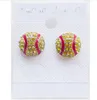 package 10 pairs waterproof high qulity Softball Earrings Stud Crystal Rhinestone Post Silver Bling Yellow Fastpitch 14mm Sport and Fashion