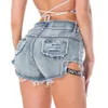 Hög midja denim shorts kvinnlig sommar sexig rippad hål kvinnor kort jeans casual femininos försäljning