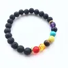 Black Lava Rock 8mm Perles 7 Chakra Healing Balance Bracelet pour Hommes Femmes Reiki Prière Pierre Yoga Chakra Bracelet Drop Shipping