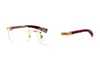 Modedesigner-Sonnenbrille aus Holz, Büffelhornbrille, randlos, klare Linse, Lesebrille mit optischem Anti-Strahlungs-Rahmen, Brille für Männer e5674809