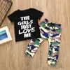 2018 Summer Baby Boy Clothes Black Letter T-shirt Tops +Camouflage Pants 2PCS Cotton Kids Boys Outfits Set Fashion Toddler Boy Clothes 1-5Y