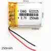 Atacado 3.7 V 250 mAh Lithium Polymer LiPo li ion Recarregável Bateria li células de energia Para MP3 MP4 fone de ouvido bluetooth DVD vídeo caneta 602025