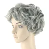 Kvinnors Fashion Short Wavy Curly Grandma Grey Cosplay Parykar Dagligen Bär