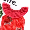 2018 новые летние новорожденных девочек комбинезон летающий рукав точка цветок ползунки комбинезон младенческой Baby хлопок одежда новорожденных Одежда 1 шт. костюм