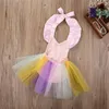 INS Unicorn Sequined Baby Girl Princess Tutu Dress Rainbow Color Lace Boutique Romper Toddler Clothing Party Wedding Flower Girls Dresses