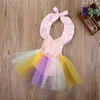 Ins Jednorn Cekinowy Baby Girl Princess Tutu Sukienka Rainbow Color Koronki Boutique Romper Maluch Odzież Party Wedding Flower Girls Sukienki