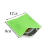 8 * 12cm matte groene warmte afsluitbaar voedsel geurvrij ritssluiting pakket mylar pouches rits koffie thee pakket aluminium folie tas met traan inkeping