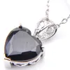 LuckyShine Heart Fire Black Onyx Gems Silver For Women Pendants Necklaces CZ Zircon For Holiday Party Pendants Womens216d