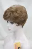E101 Parrucca sintetica per capelli ricci corti da donna marrone sintetico Parrucca piena naturale Cospaly M