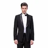 Mannen Past Wit Zwart Grijs Sjaal Revers Slim Fit Bruiloft Past Formele Made Business Pak Tuxedos Terno Blazer Masculino (jas + broek)