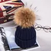 2018 Brand Hiver Hat for Women High Quality Beons Cap Real Raccoon Fur Pompom Femmes Chapeaux Bonnet Femme Girls Casual Hat S10201320955