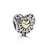 FAHMI 100% 925 Sterling Silver 11 Charm Wrapped Up Dazzling Radiant Gold met Gold Filigree Interlinked Circles Famiglia glitter Ros338Z