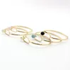 Bracelet ouvert en pierre naturelle, cristal rose, perle Turquoise, plaqué or, boule de perles