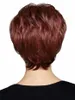 Moda krótki ciemny kasztanowy peruka do włosów odporna na ciepło włókno syntetyczna peruka bezbarwna damska dla kobiet