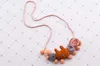 Cute Kids Girl Cartoon necklace stereo flowers Bear pompons princess accessories for girls jewelry Korean Children necklace C3549