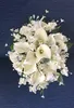 Bouquet da sposa Fiore da sposa in seta Bianco Calla artificiale Fiori di ciliegio Accessorio da sposa Decorazioni per la casa Feste da giardino Gocce9430765