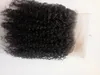 grossist, obearbetad remy brasiliansk jungfru kinky lockig spets fronthår stängning 13 * 4inch mänskliga hårförlängningar naturlig svart 1b färg