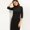 2021 Women's black dress women autumn elegant knitted stretch dresses plus size M-to 2XL Split skirt