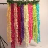 018 Romantic Silk Artificial Flowers Wedding Party Simulation Wisteria Vine Long Plant Home Room Office Garden Arch Decoration Flowers