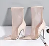 2018 nouvelle mode Air Mesh femmes sandales noir bout pointu dos fermeture éclair mince talons hauts dames Sexy été bottes chaussures de fête femme