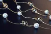 Eine gute hochwertige doppellagige lange Kette für Damen, Halsketten mit Rosen-Kamelien-Perlen, eleganter Party-Schmuck 8595082