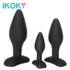 Ikoky 3 pçs / set butt plug brinquedos sexuais para homens mulheres gay preto plugue anal massageador de próstata adulto produtos anal treinador sex shop show s / m / l y1892803